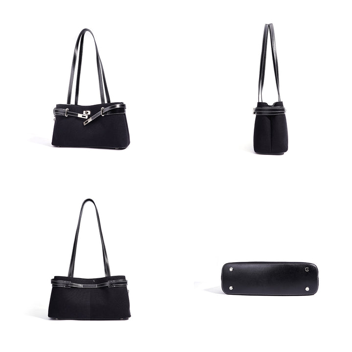 Vegetable Tanned Leather Linen Shoulder Bag