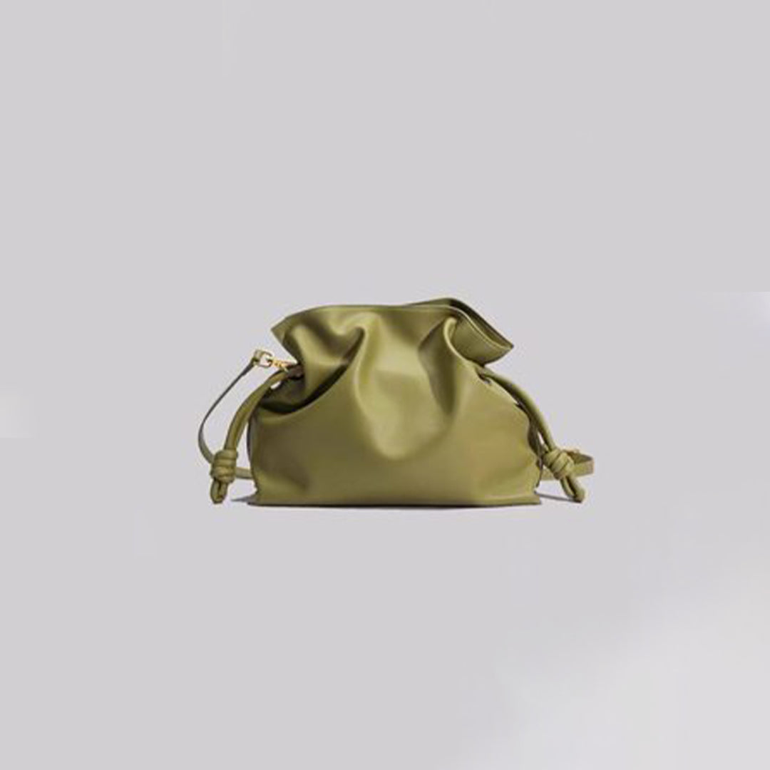 Green Leather Clutch for Summer | Minimalist Design Leather Bag
