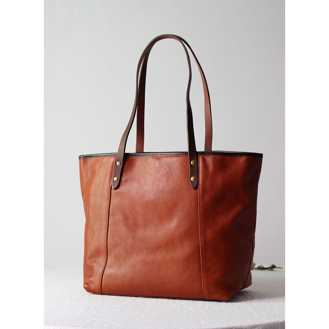 Genuine leather tote bag | Brown tote bag