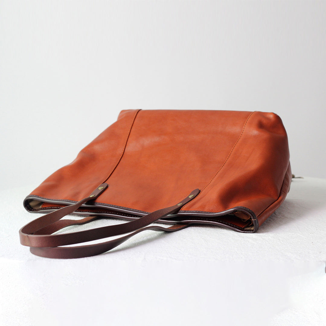 Shoulder bag tote bag | Brown leather handbag