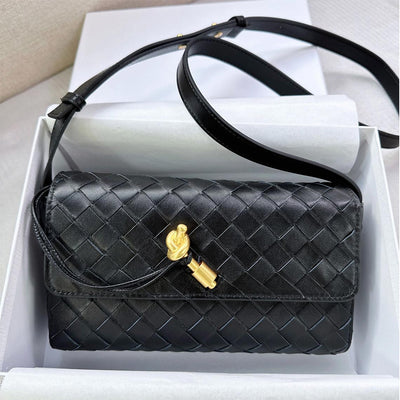 Black Leather Woven Bag Crossbody Bag for Women - POPSEWING®