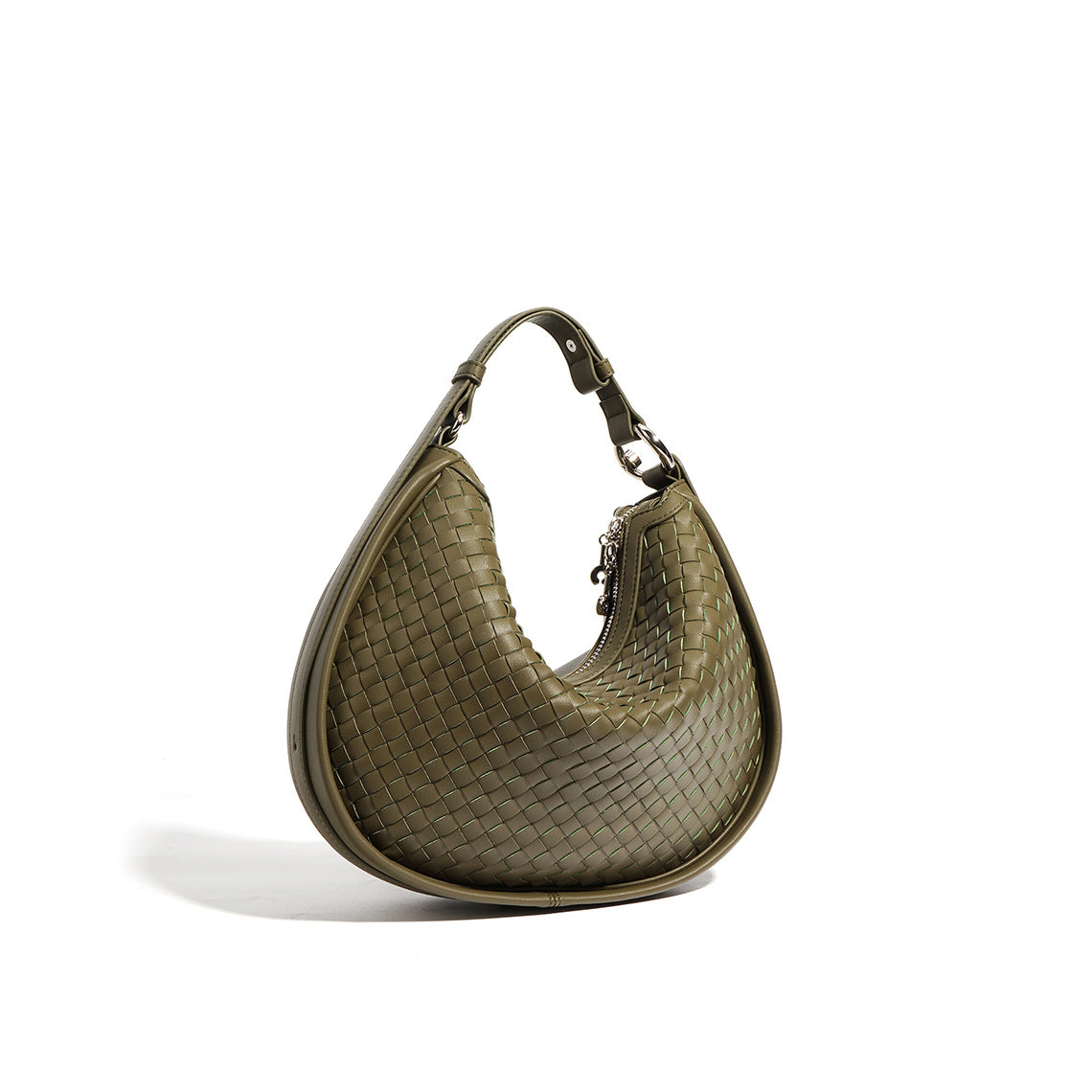 ★cozing★ Nylon ribbon hobo bag_ivory Ribbon Detail Hobo Bag, Khaki Brown