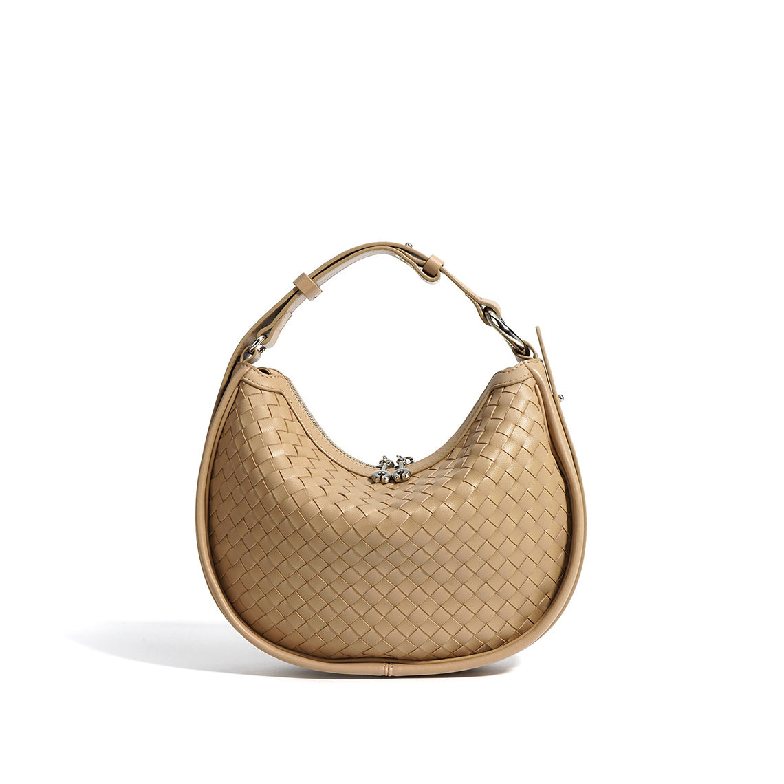 Apricot Leather Woven Leather Handbag Crossbody Bag for Women