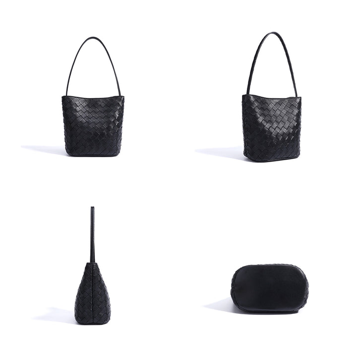 Sheep Leather Small Woven Tote Bag