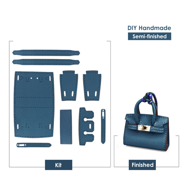 Blue Leather Mini Birkin Charm DIY Patterns | Fun DIY Sewing Project for Beginners- POPSEWING®