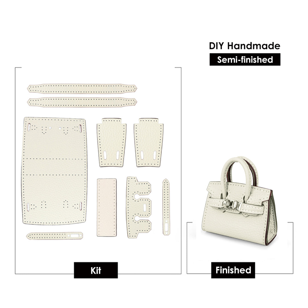 White Leather Mini Birkin Charm DIY Patterns | Fun DIY Sewing Project for Beginners- POPSEWING®