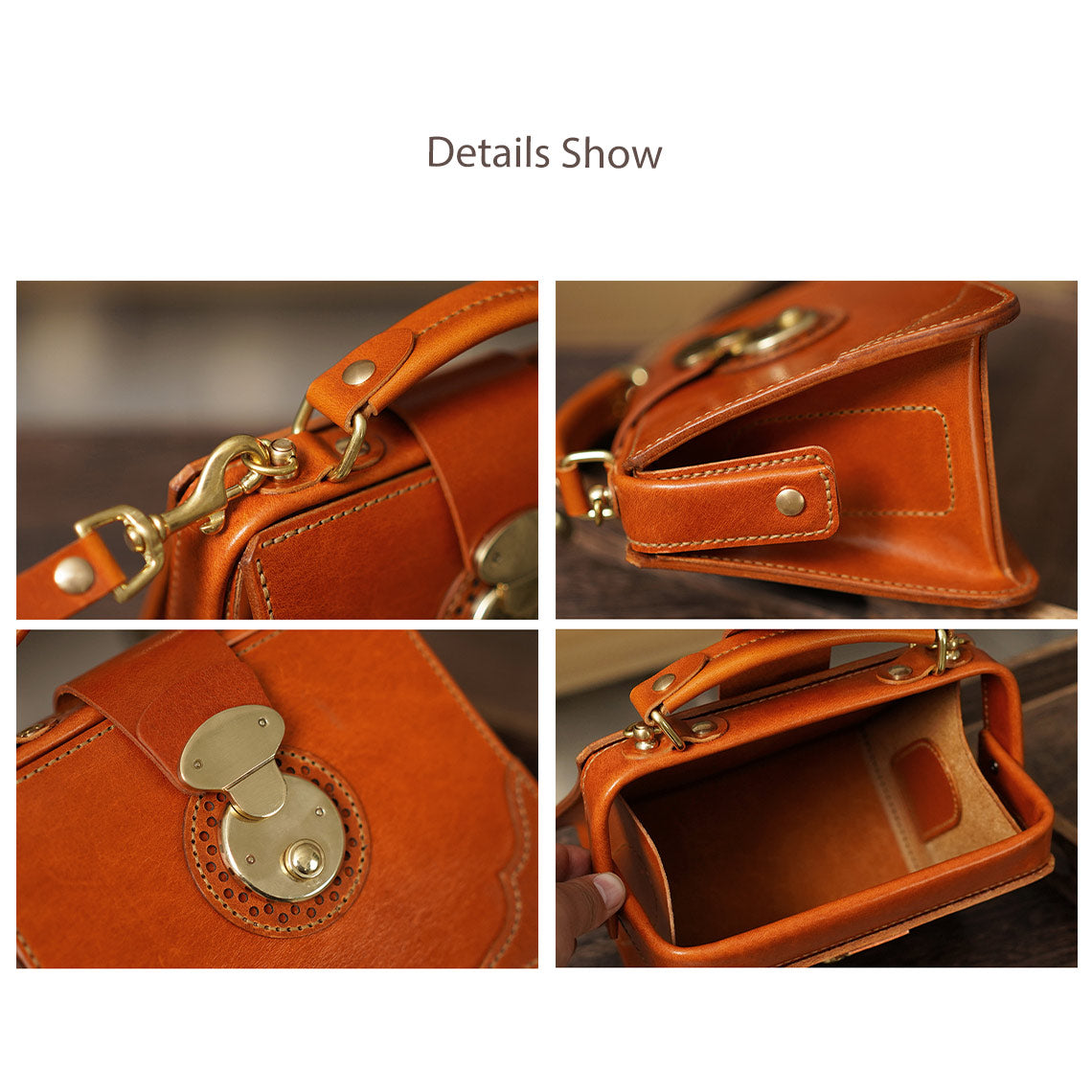 Leather Portable Handbag Details | DIY Handbag Kits Brown - POPSEWING™