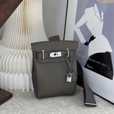 Taupe Leather Shoulder Bag | Unisex Luxury Bag
