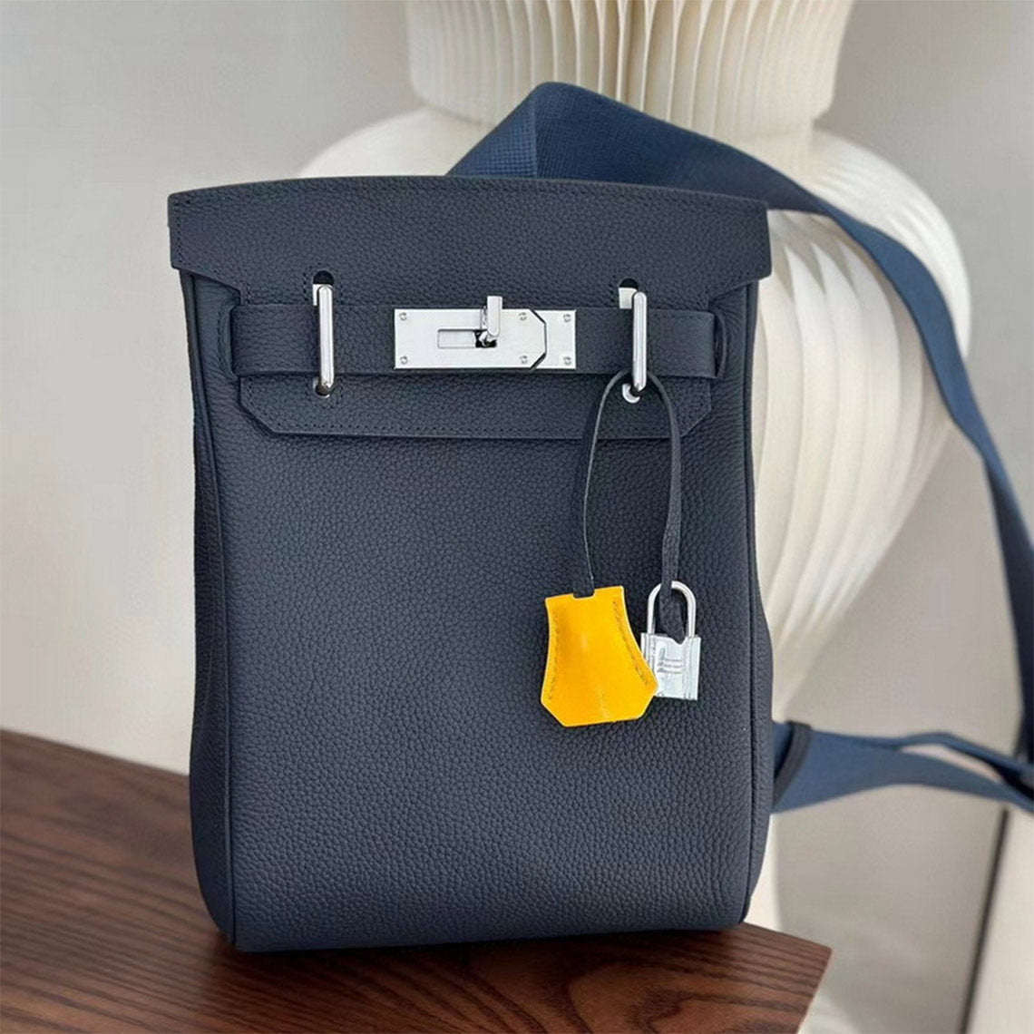 Unisex Designer Crossbody Bag | Blue Leather Fanny Pack