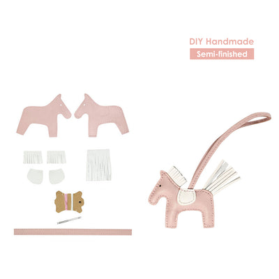 Designer Charm DIY Making Kit | Leather Rodeo Horse Keychain Kit Pink