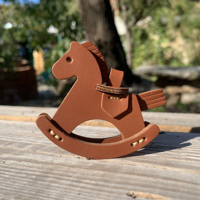 Brown Leather Horse Charm | Handcrafted Leather Purse Charm - POPSEWING®