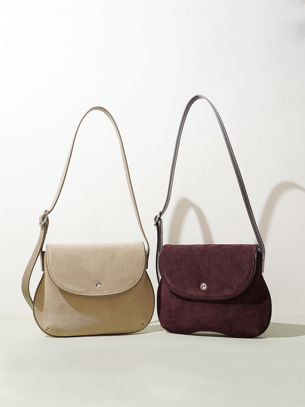 Suede Flat Saddle Bag