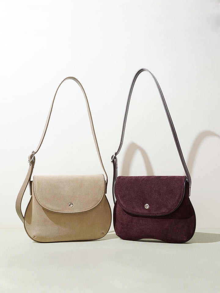 Suede Flat Saddle Bag