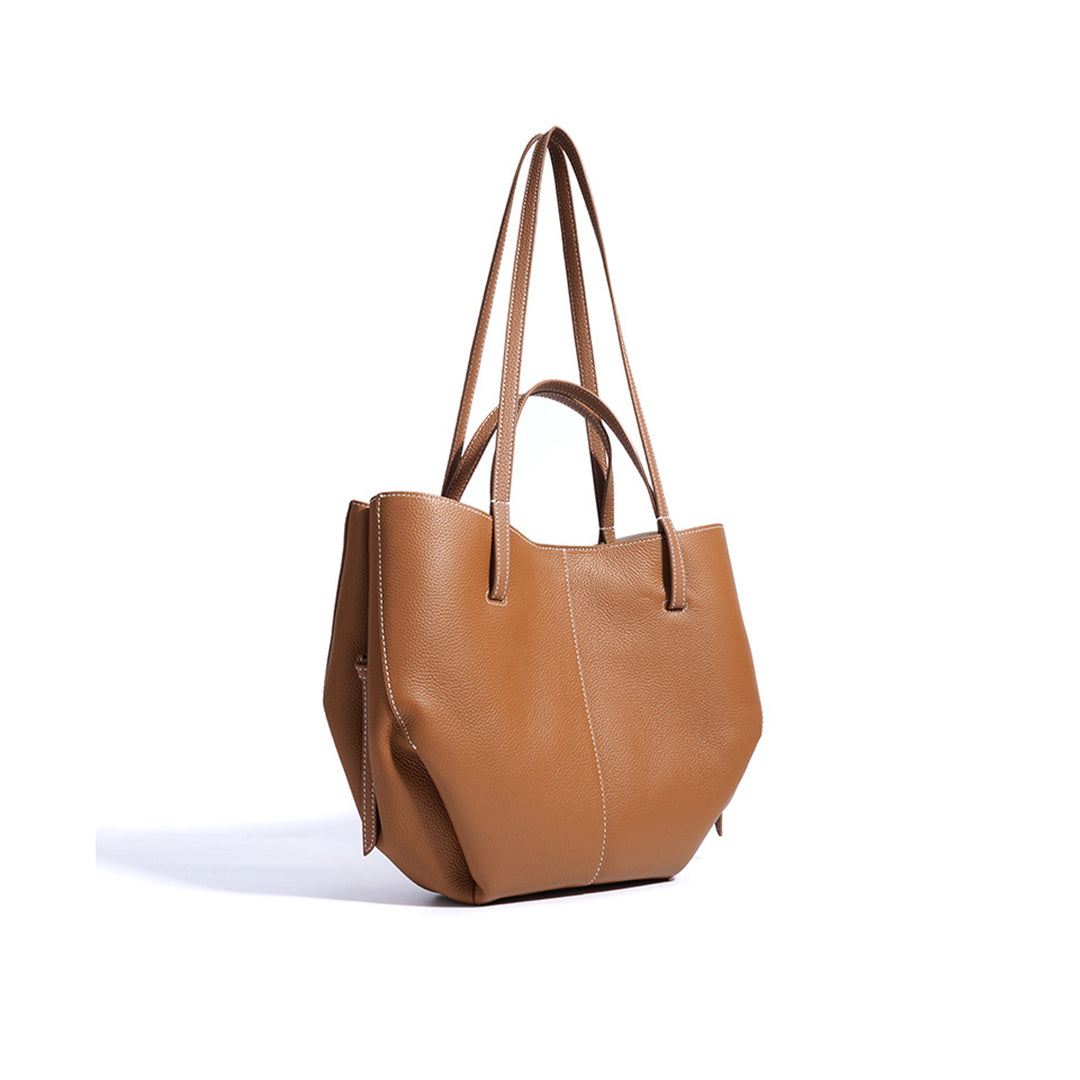 Top Grain Leather Inspired Wings Tote Bag Black / Medium