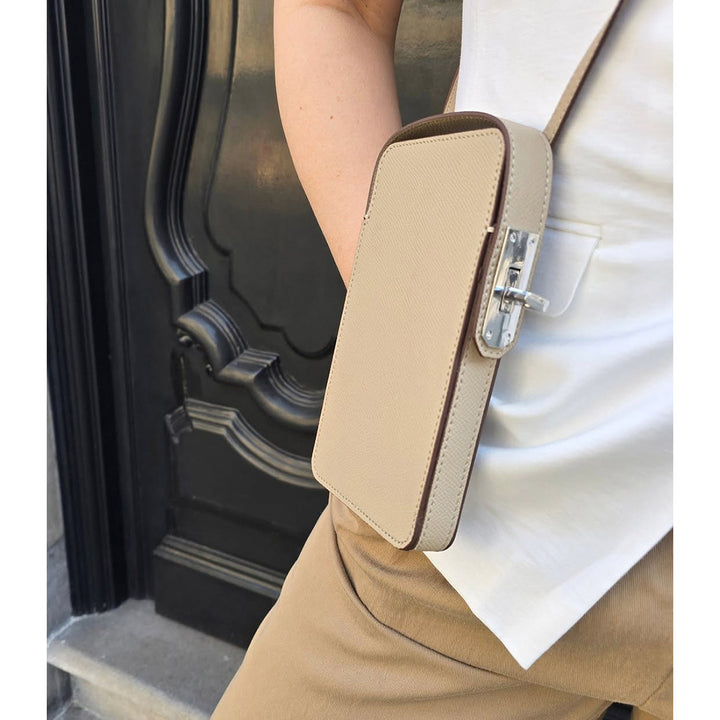 Leather Inspired Twist Lock Phone Bag
