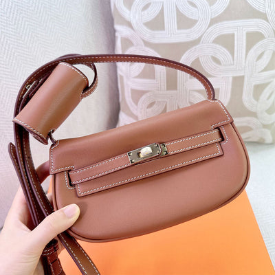 Inspired Kelly Moove Saddle Bag Brown Leather | Saddle Bag with Gold Hardware