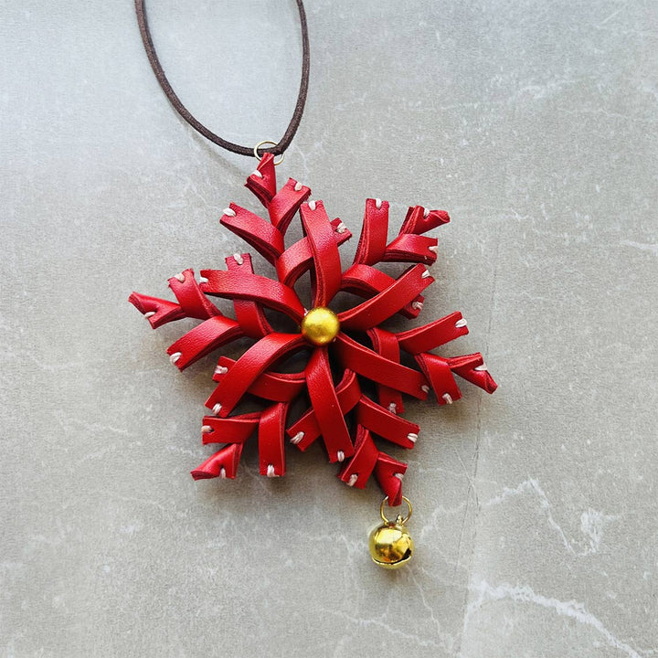 Lambskin leather snowflake bag charm | small diy leather project
