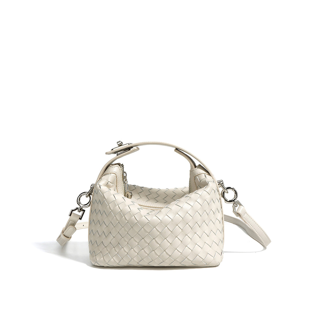 Leather Woven Mini Hobo Bag