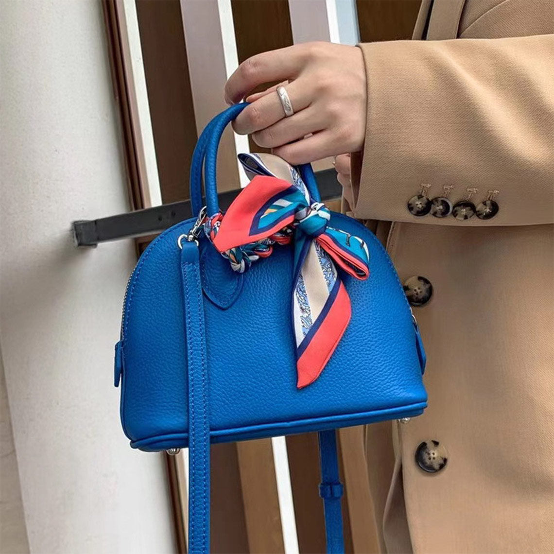 Blue Leather Handbag Crossbody Bag for Women