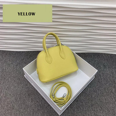 Yellow Leather Mini Top Handle Bag | Small Bowling Bags