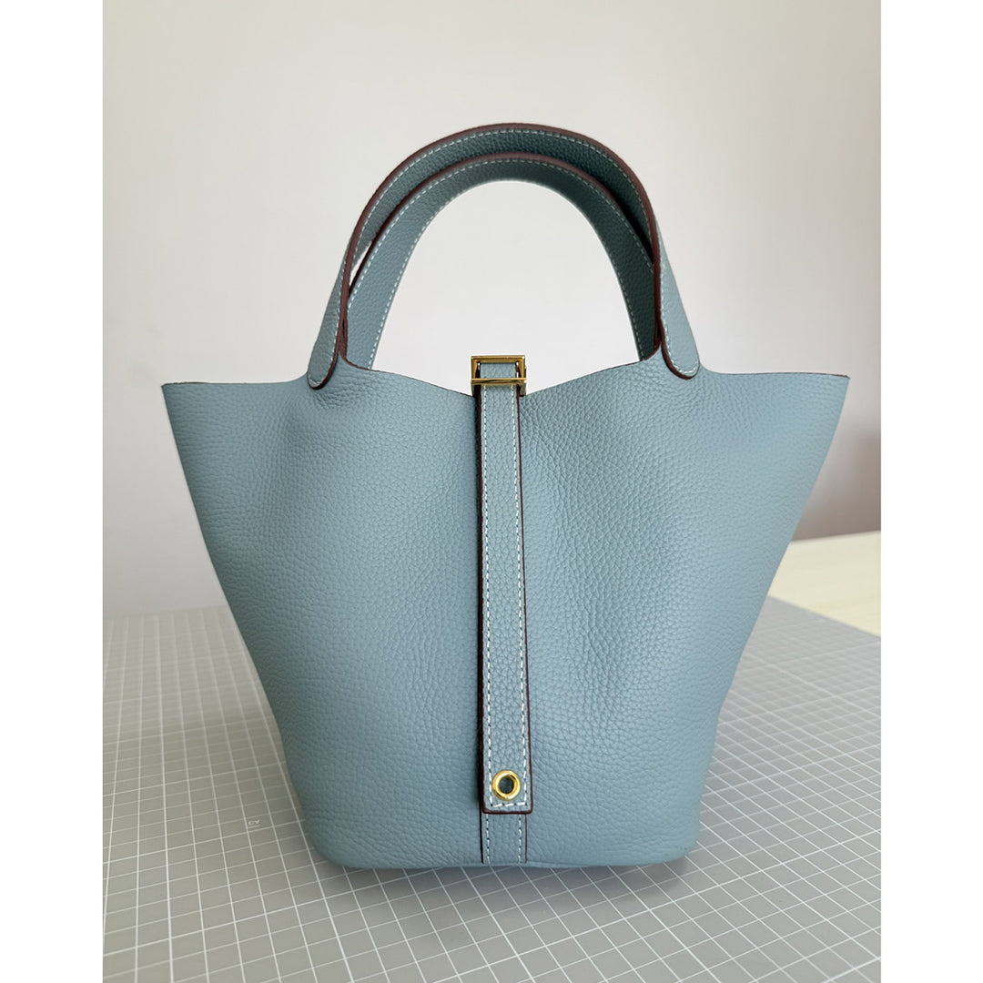 Top Grain Leather Inspired Picotin Lock Handbag