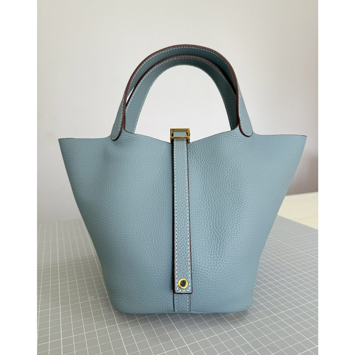 Top Grain Leather Inspired Picotin Lock Handbag