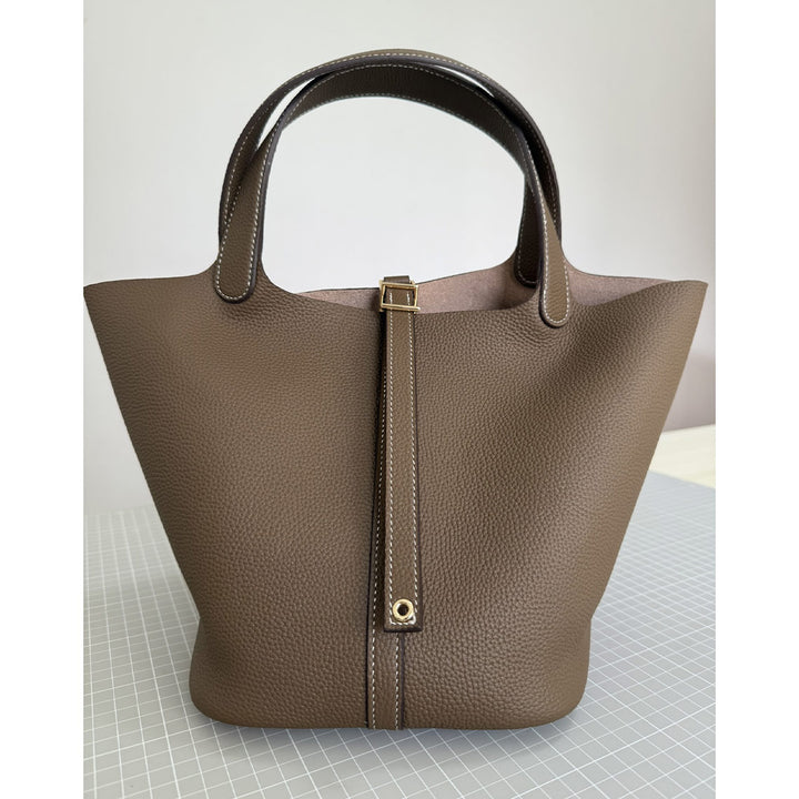 Top Grain Leather Inspired Picotin Lock Handbag