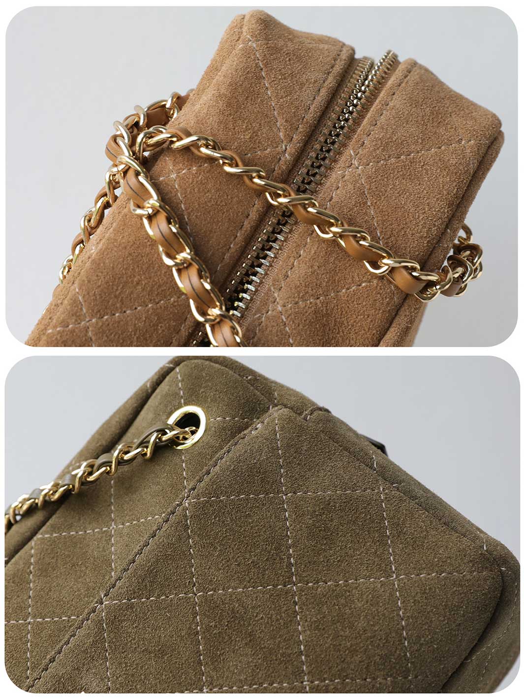 Suede Quilted Camera Bag