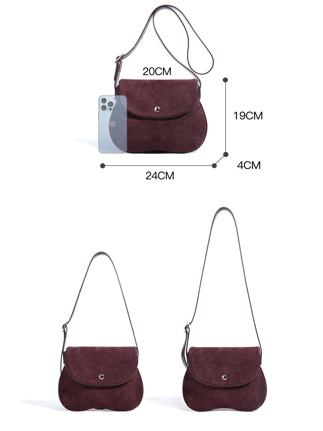 Suede Flat Saddle Bag