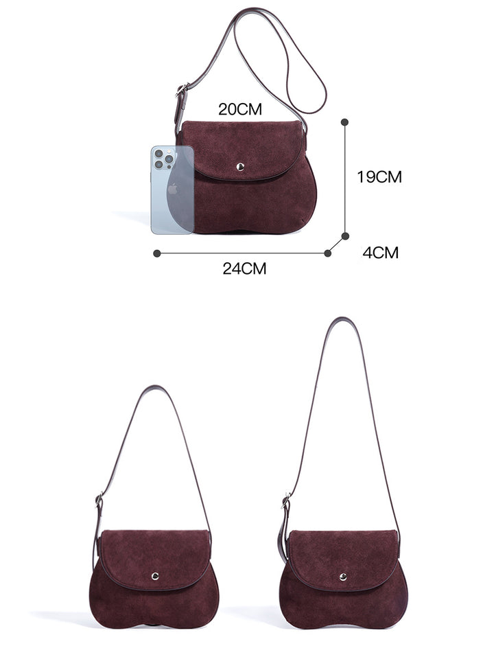 Suede Flat Saddle Bag