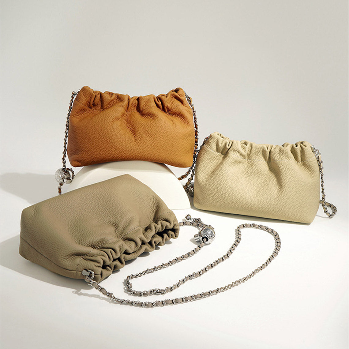 Top Grain Leather Small Cloud Chain Bag