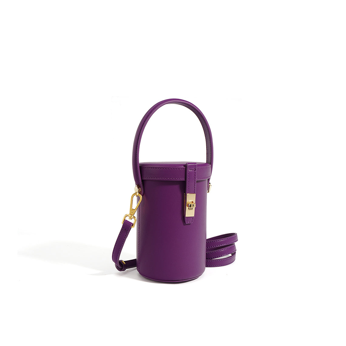 Purple Leather Bucket Bag | Small Round Bucket Bag Phone Bags