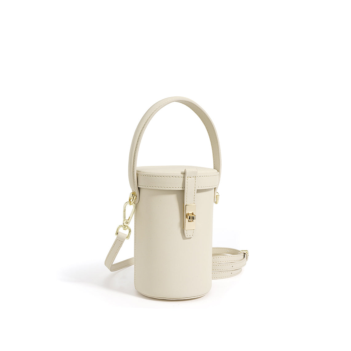 White Leather Bucket Bag | Small Round Bucket Bag Phone Bags
