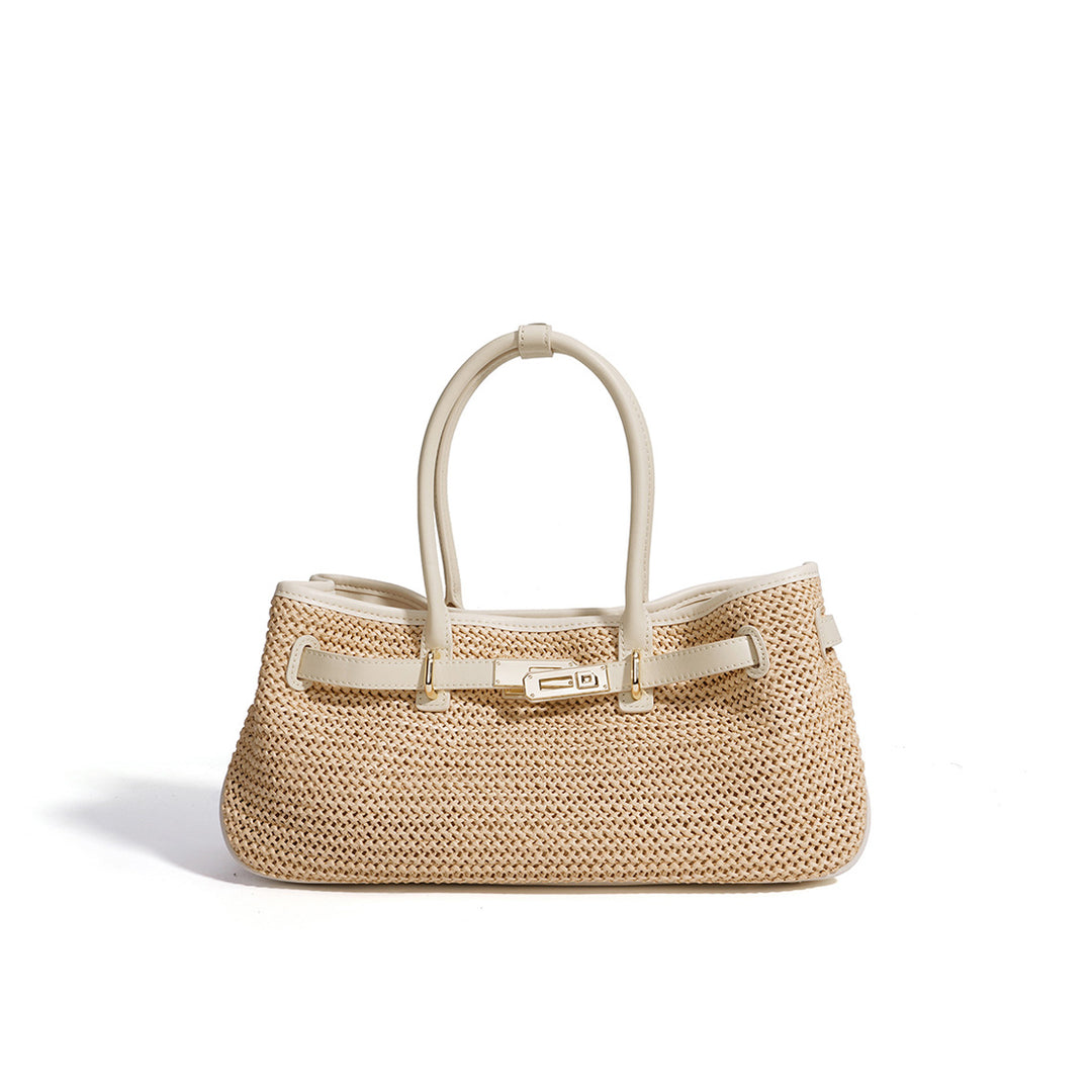 Leather Straw Women Handbag