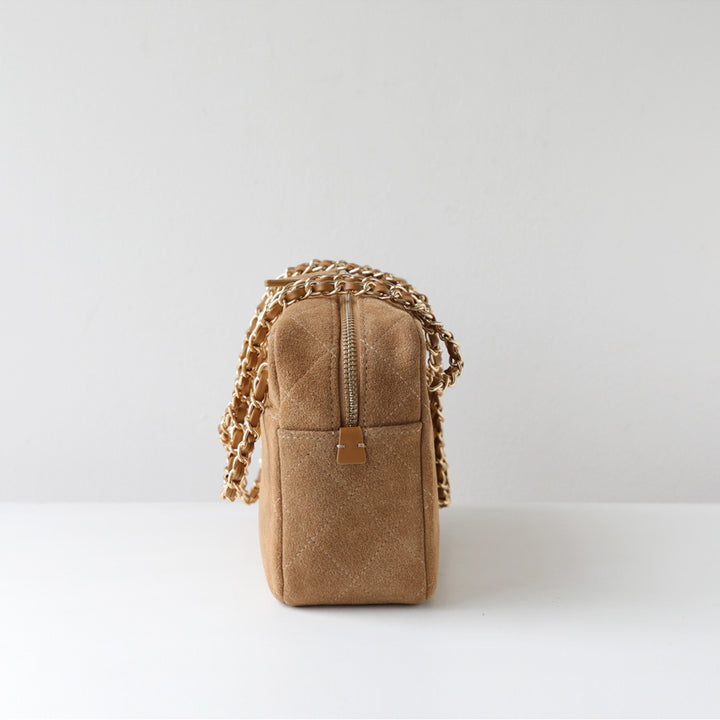 Suede Quilted Camera Bag