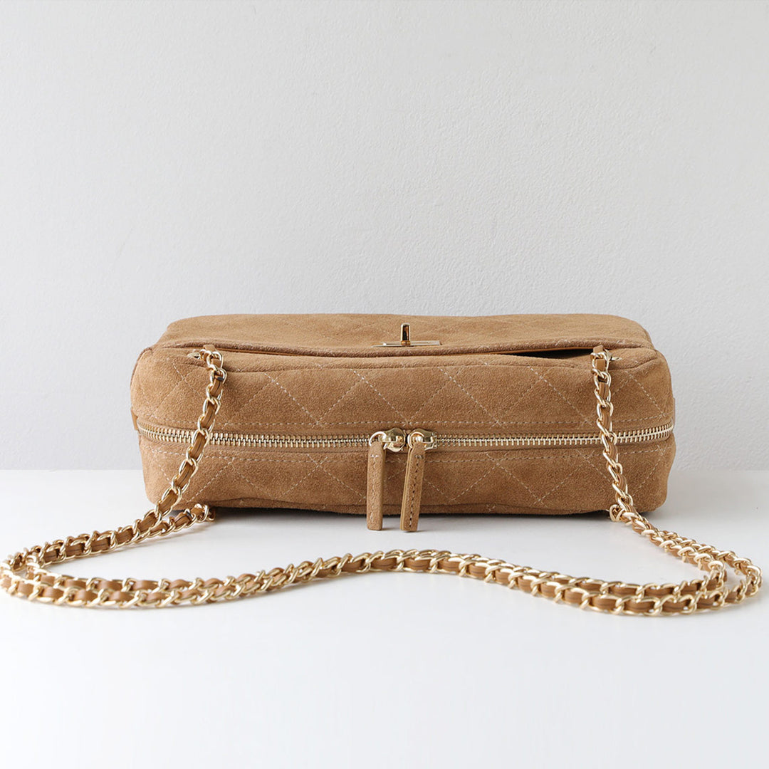 Suede Quilted Camera Bag
