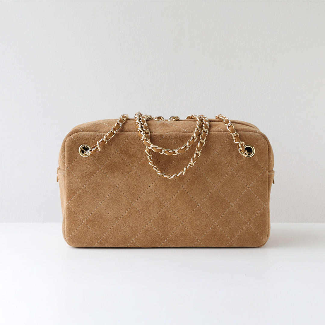 Suede Quilted Camera Bag