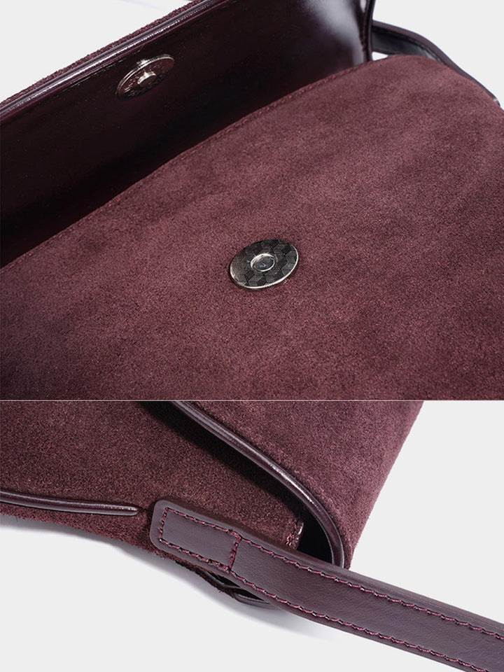 Suede Flat Saddle Bag