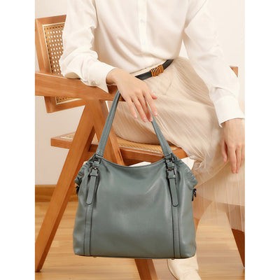Top Grain Leather Women Shoulder Tote Bag