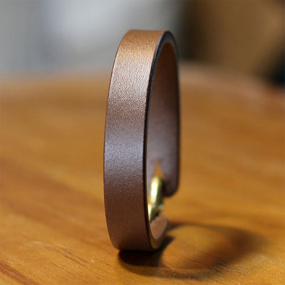 Coffee Brown Handmade Leather Bracelet for Men and Women - POPSEWING®