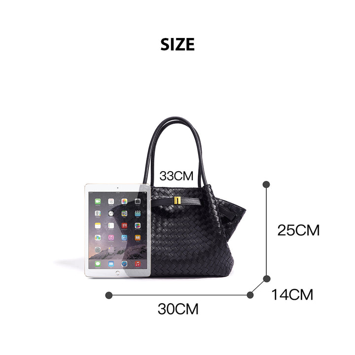 Top Grain Leather Wings Woven Handbag