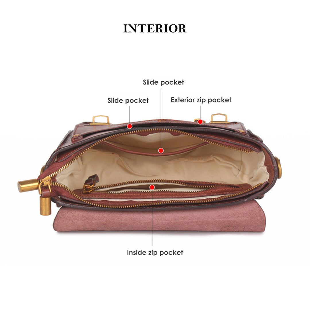 Vegetable Tanned Leather Vintage Women Satchel Bag