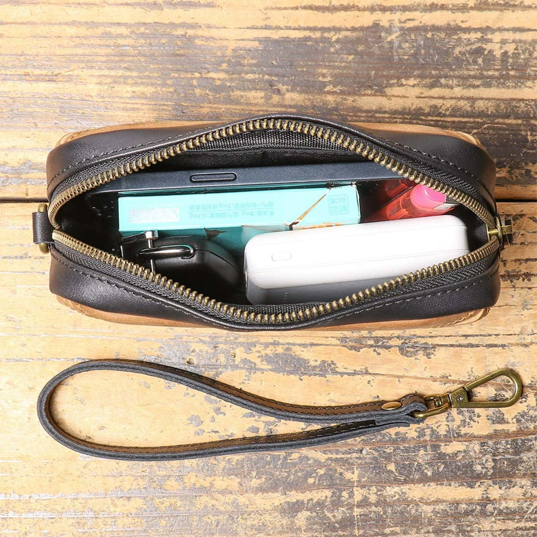 Top Grain Leather Men Wrist Bag
