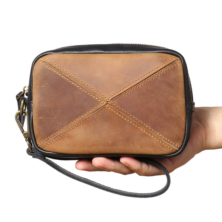 Top Grain Leather Men Wrist Bag