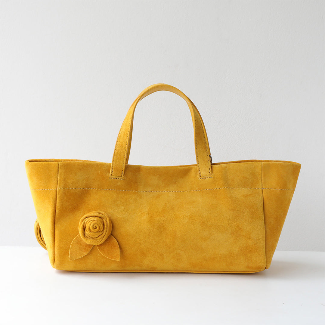 Yellow leather handbag for women