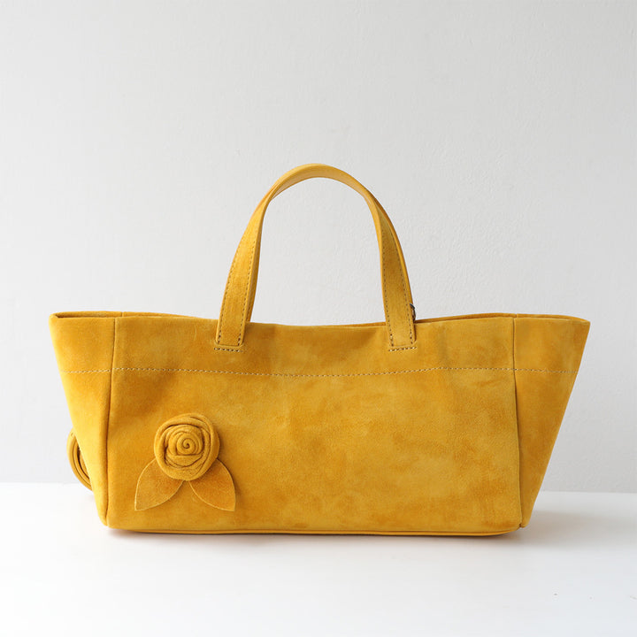 Yellow leather handbag for women