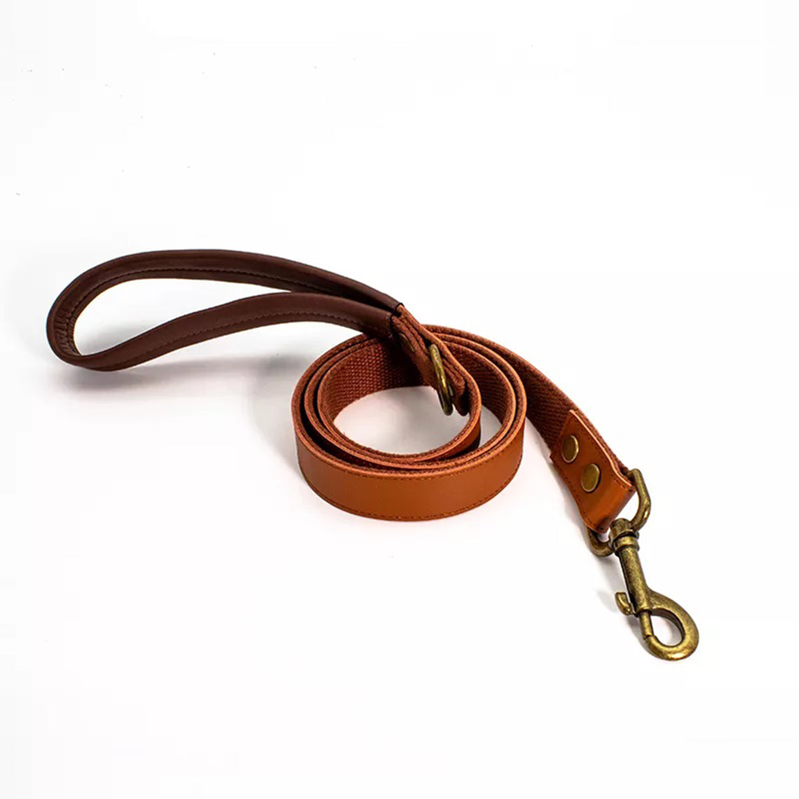 Genuine Leather Brown Dog Leash with Heavy Duty Hook Clip