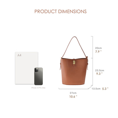 Designer Brown Bucket Bag Handbag's Size