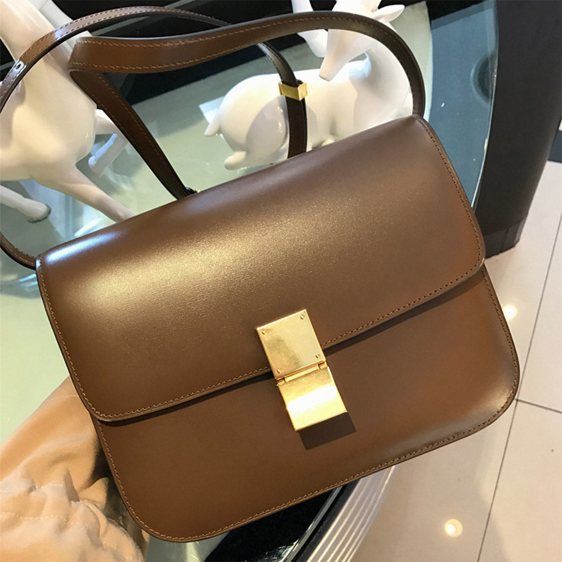 Leather Inspired Tofu Box Bag