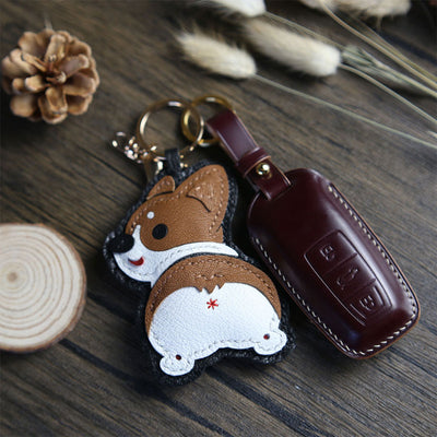 Cute Dog Keychains | Luxury Leather Keyring Handmade - POPSEWING™
